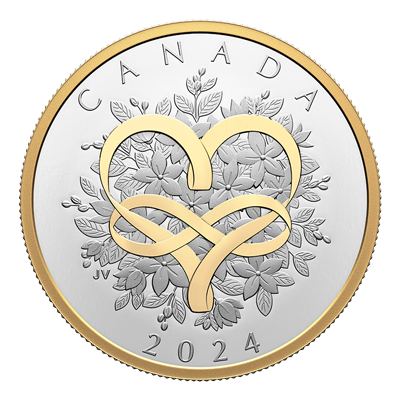 A picture of a Pièce d’argent fin de 20 $ 2024 – Célébration de l’amour